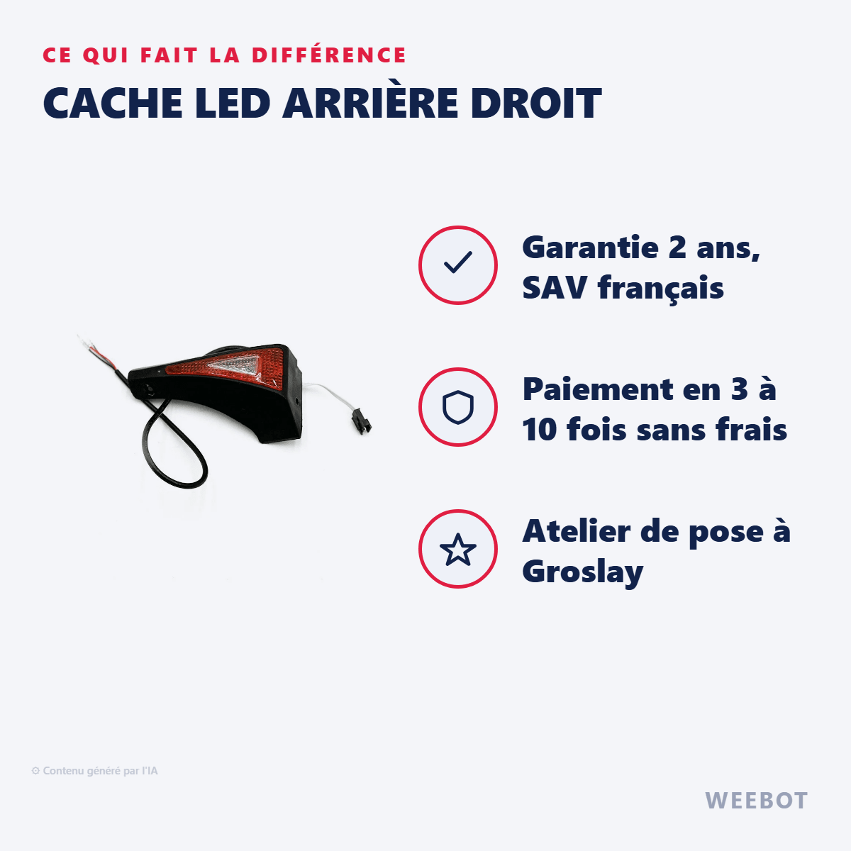 Cache LED Arrière Droit pour Trottinette Électrique Speedway 5 - Weebot