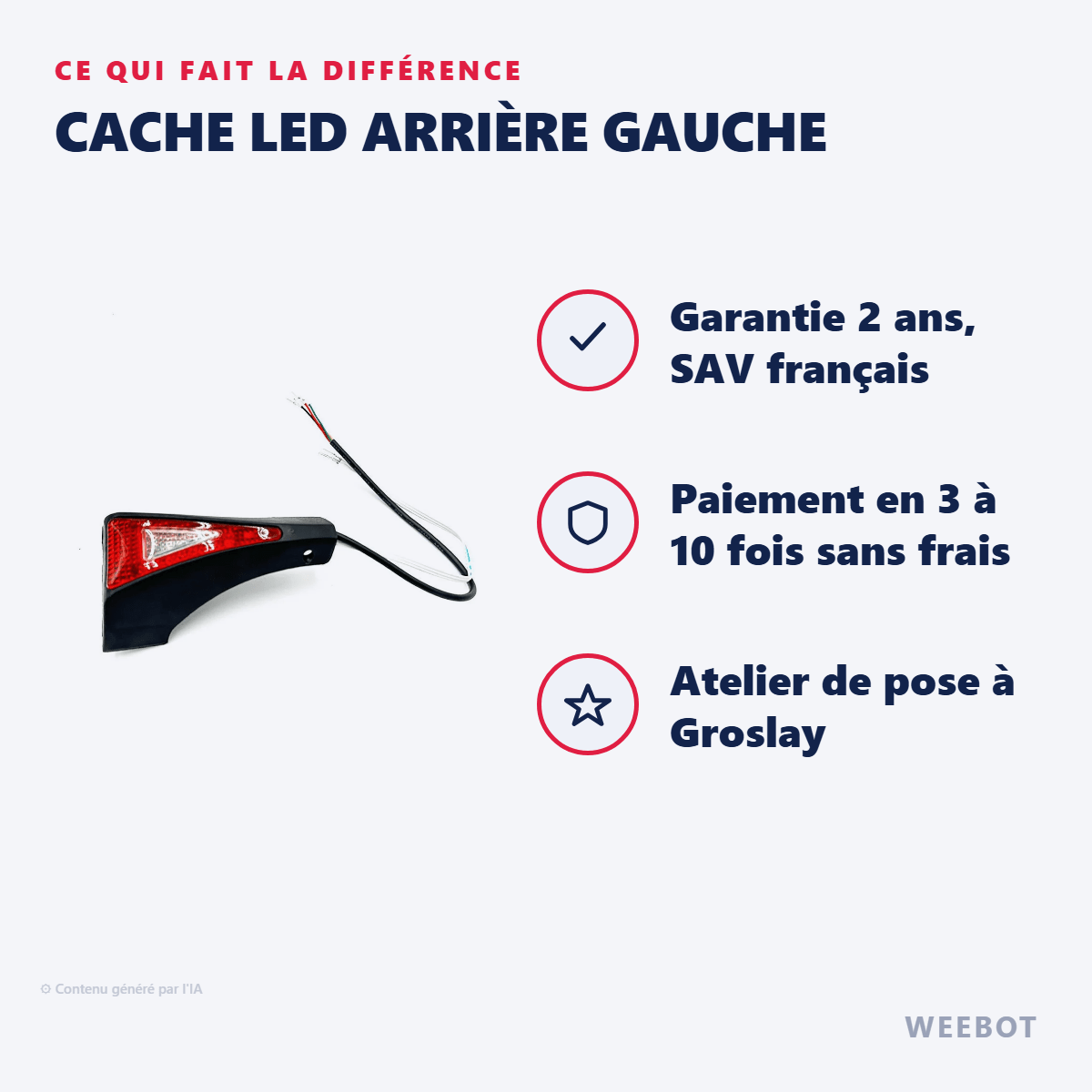 Cache LED Arrière Gauche pour Trottinette Électrique Speedway 5 - Weebot