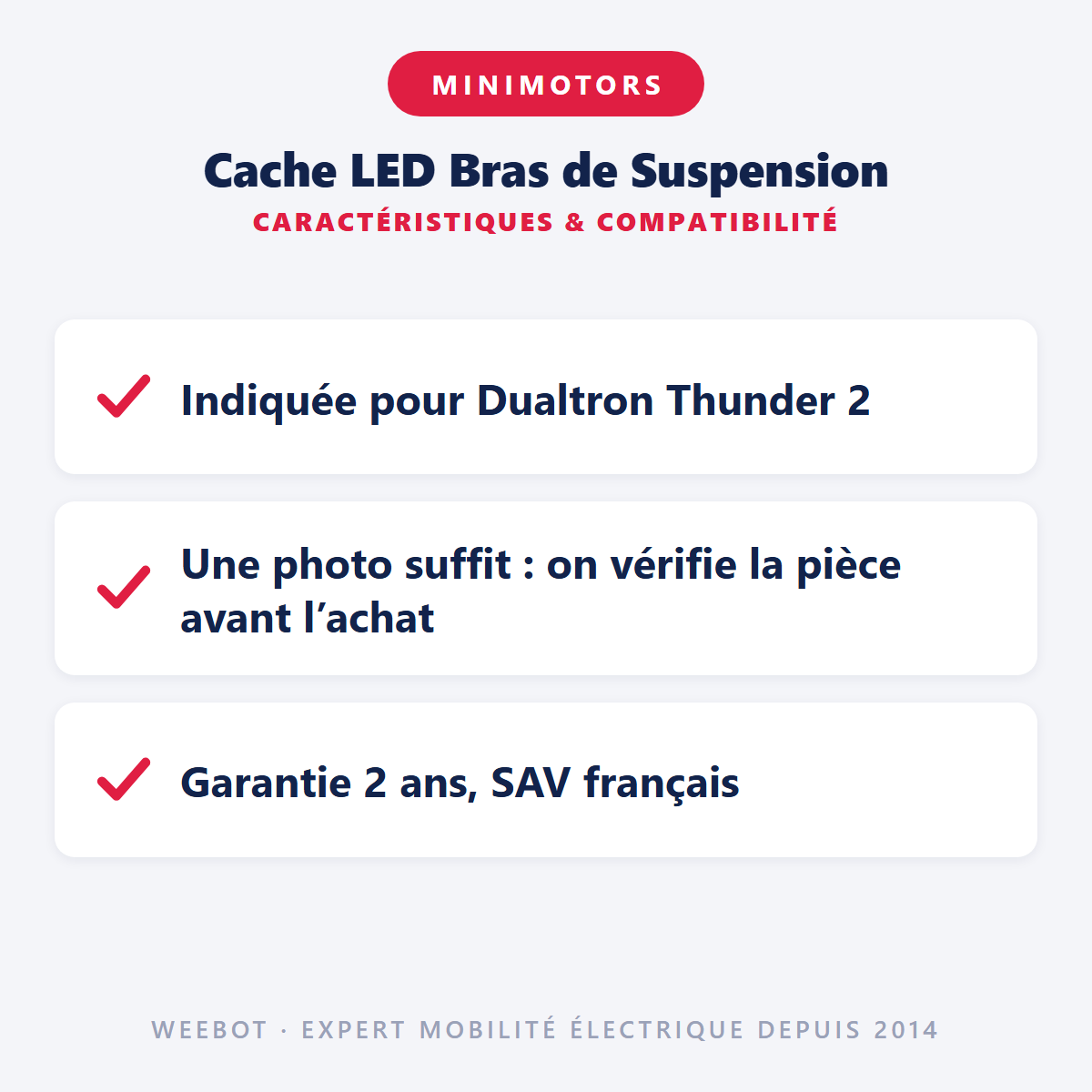 Cache LED Bras de Suspension pour Trottinette Électrique Dualtron Thunder 2 - Weebot