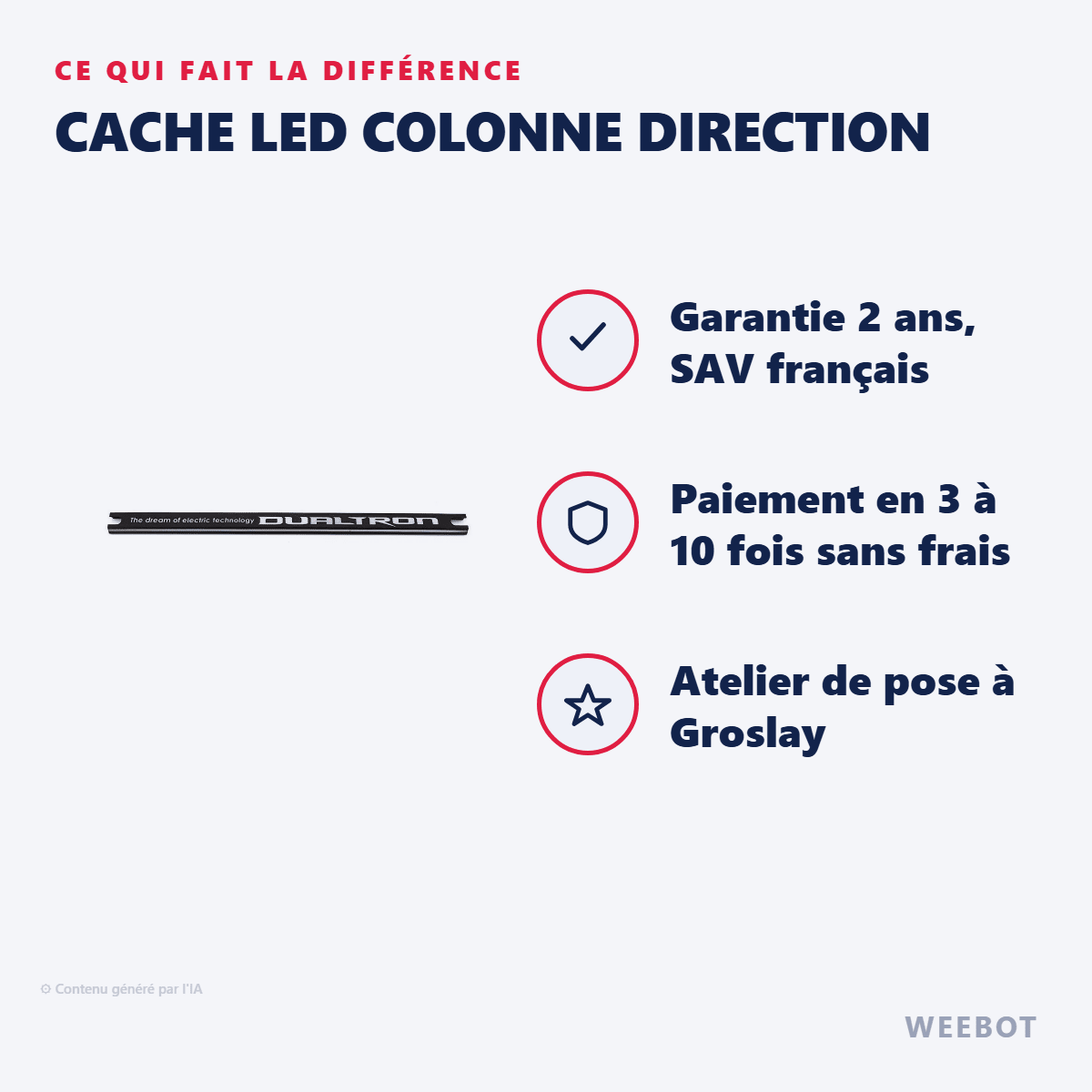 Cache LED Colonne Direction pour Trottinette Électrique Dualtron Thunder 3 - Weebot