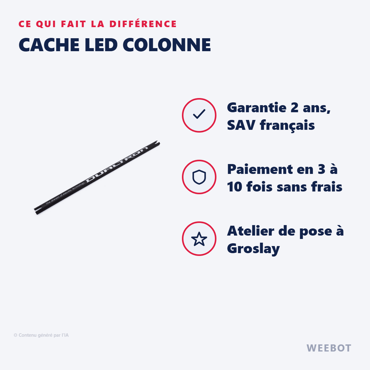 Cache LED Colonne pour Trottinette Électrique Dualtron Thunder - Weebot