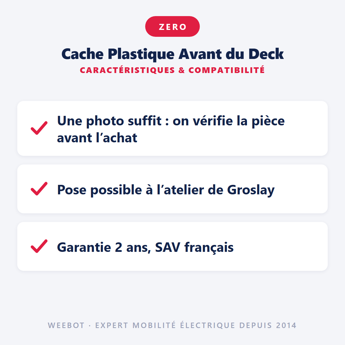 Cache Plastique Avant du Deck pour Trottinette Électrique Z9 - Weebot