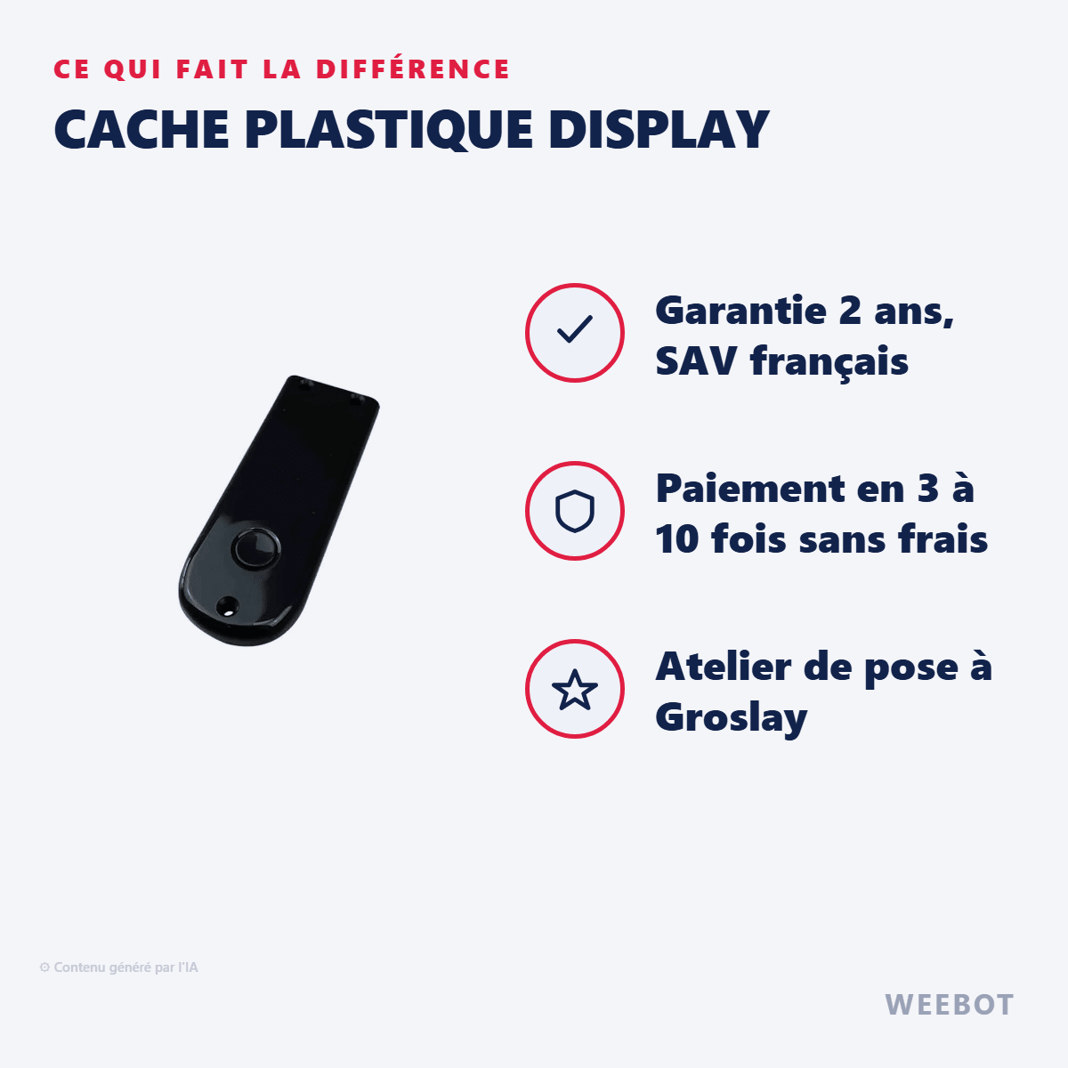 Cache Plastique Display pour Trottinette Électrique Ninebot G30 Max - Weebot
