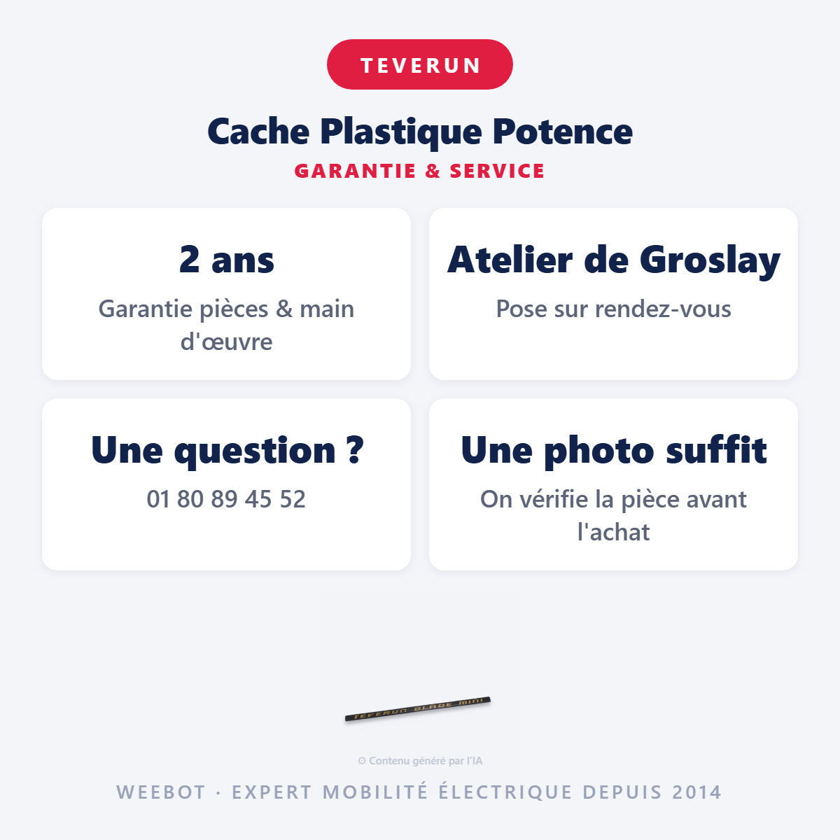 Cache Plastique Potence : garantie 2 ans et service après-vente