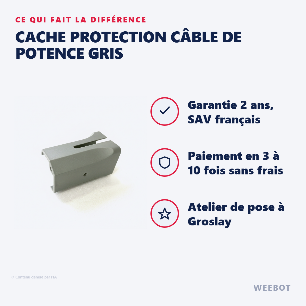 Cache Protection Câble de Potence Gris : les points forts