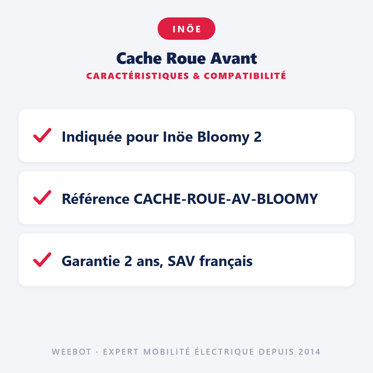 Cache Roue Avant pour Trottinette Electrique Bloomy 2 - Weebot