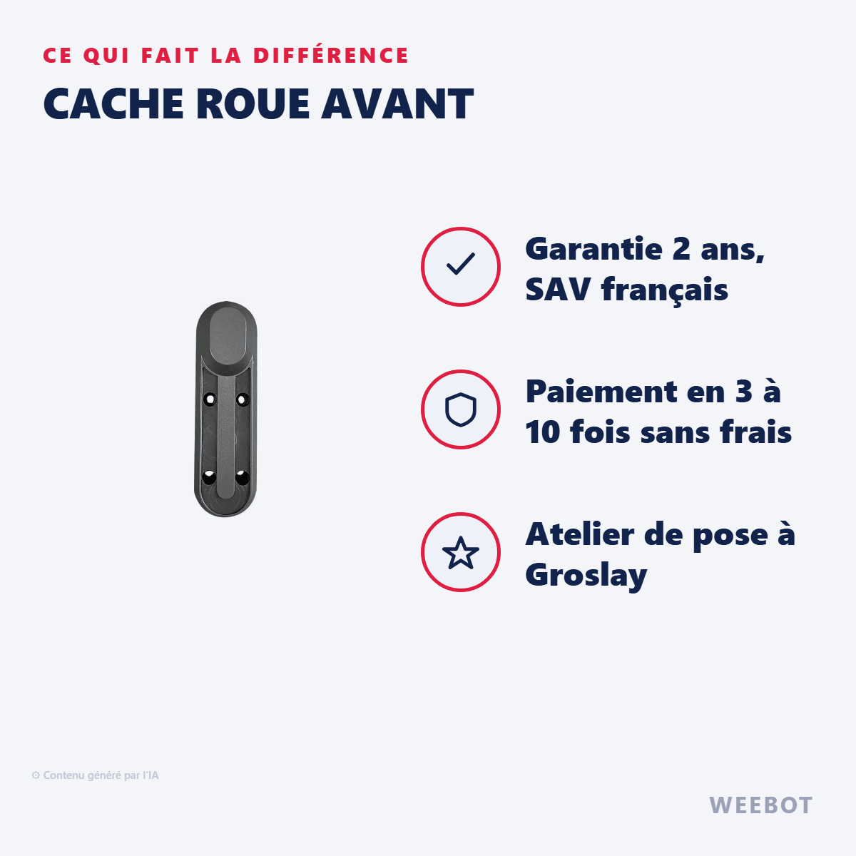 Cache Roue Avant pour Trottinette Électrique Xiaomi M365 et Pro - Weebot