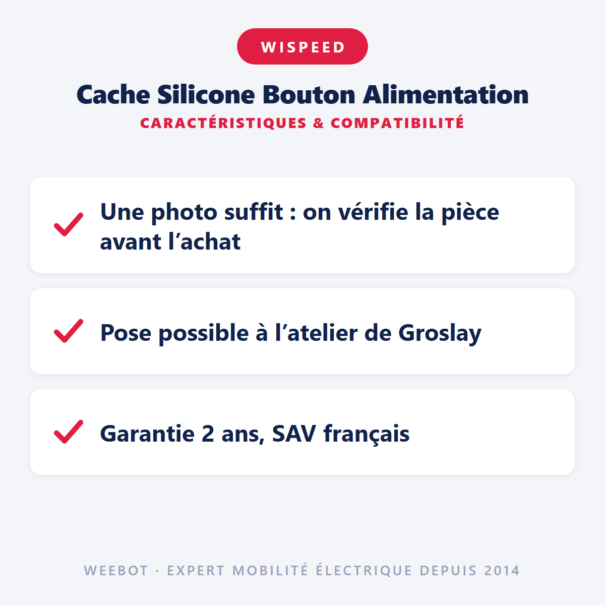 Cache Silicone Bouton Alimentation pour Trottinette Électrique Wispeed T855/T850 - Weebot
