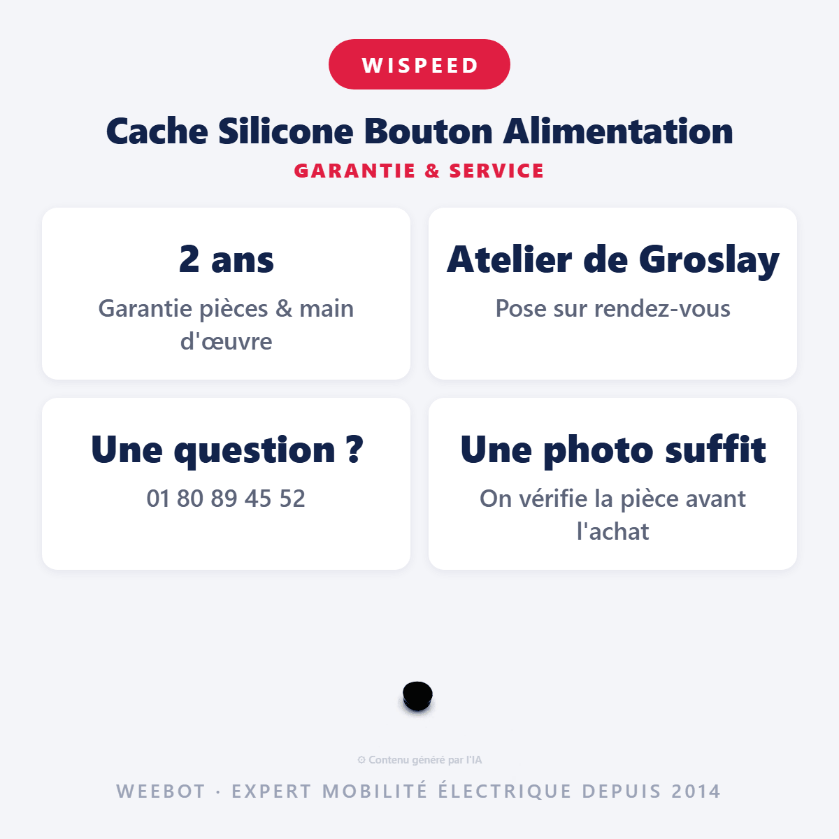 Cache Silicone Bouton Alimentation pour Trottinette Électrique Wispeed T855/T850 - Weebot