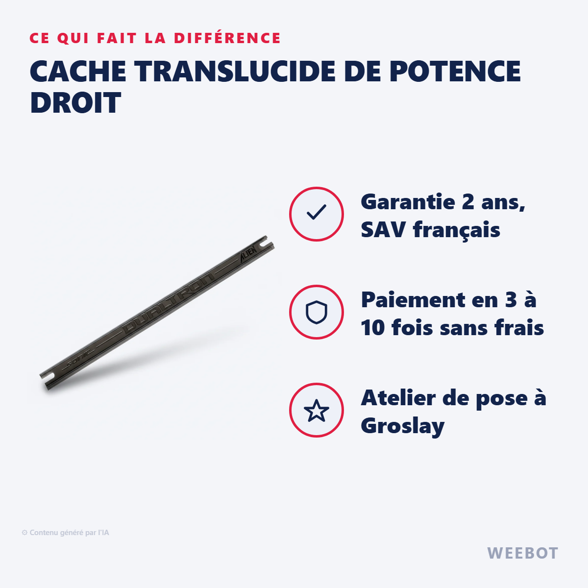Cache Translucide de Potence Droit : les points forts