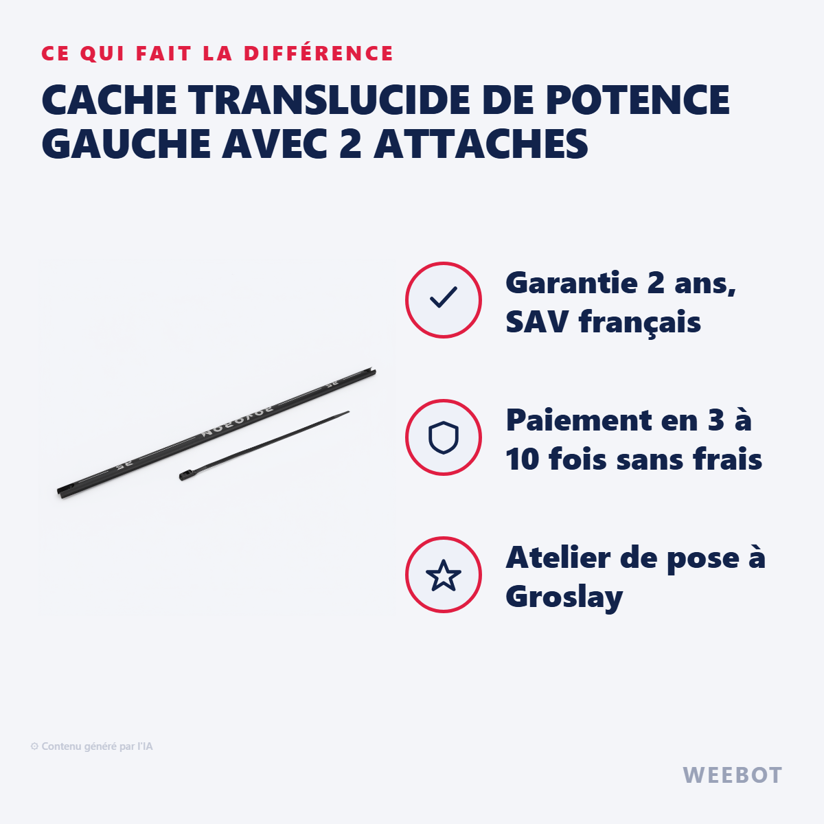 Cache Translucide de Potence Gauche avec 2 attaches : les points forts