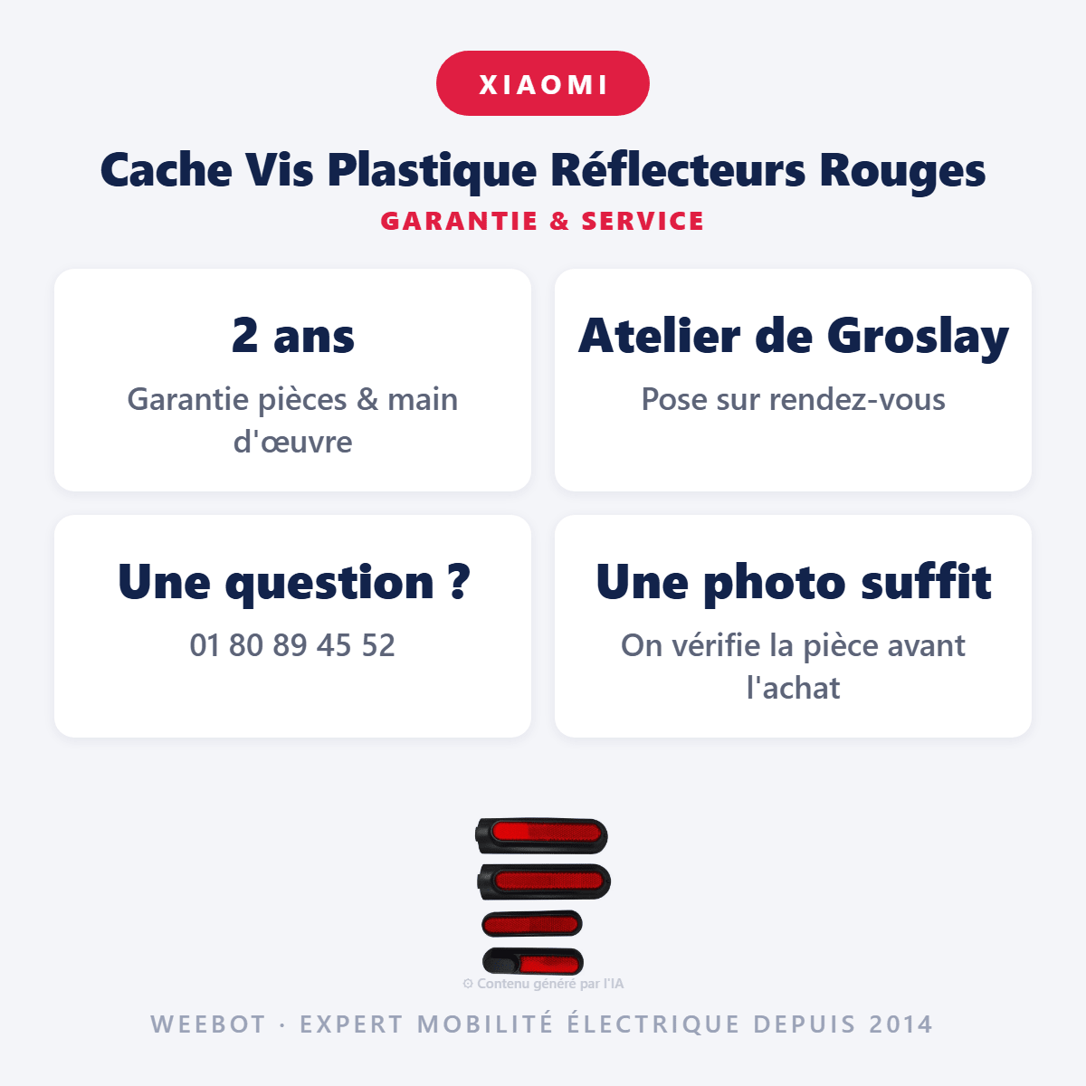 Cache Vis Plastique Réflecteurs Rouges pour Trottinette Électrique Mi4 Pro x4 pcs 1st Generation - Weebot