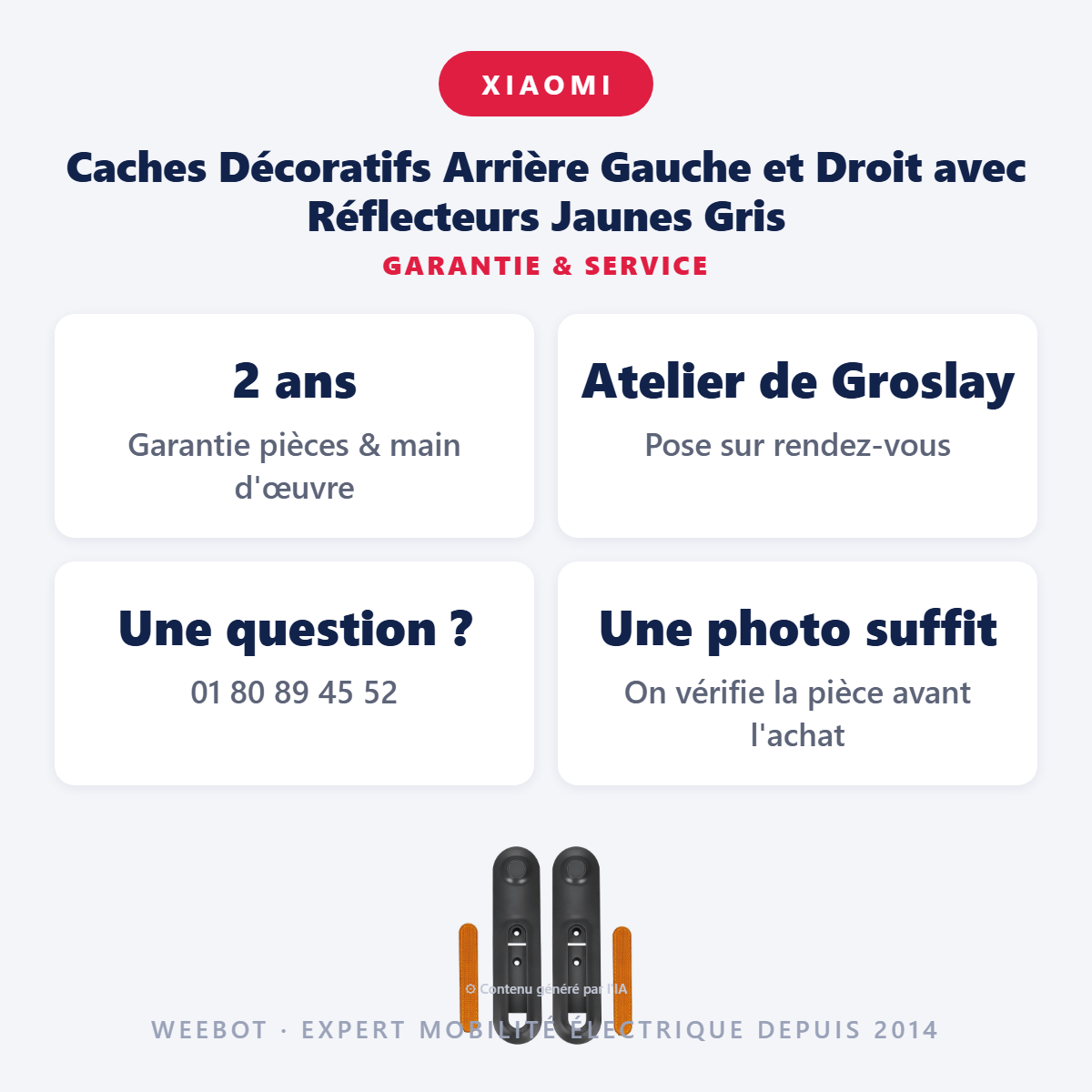 Caches Décoratifs Arrière Gauche et Droit avec Réflecteurs Jaunes Gris : garantie 2 ans et service après-vente