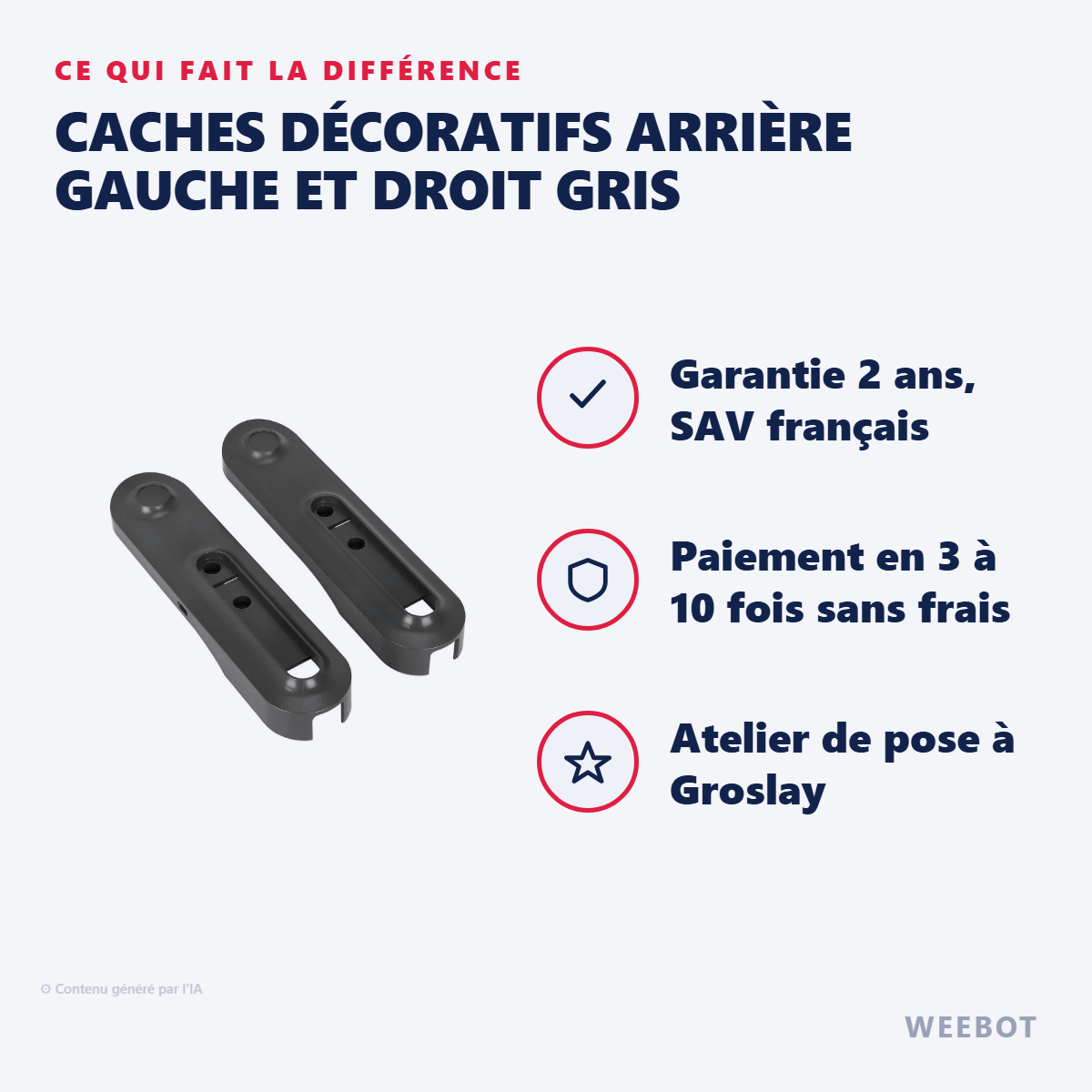 Caches Décoratifs Arrière Gauche et Droit Gris : les points forts