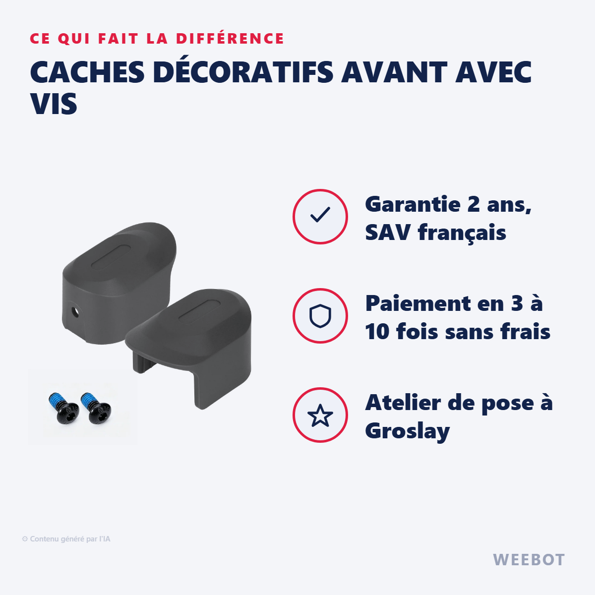 Caches Décoratifs Avant avec Vis : les points forts