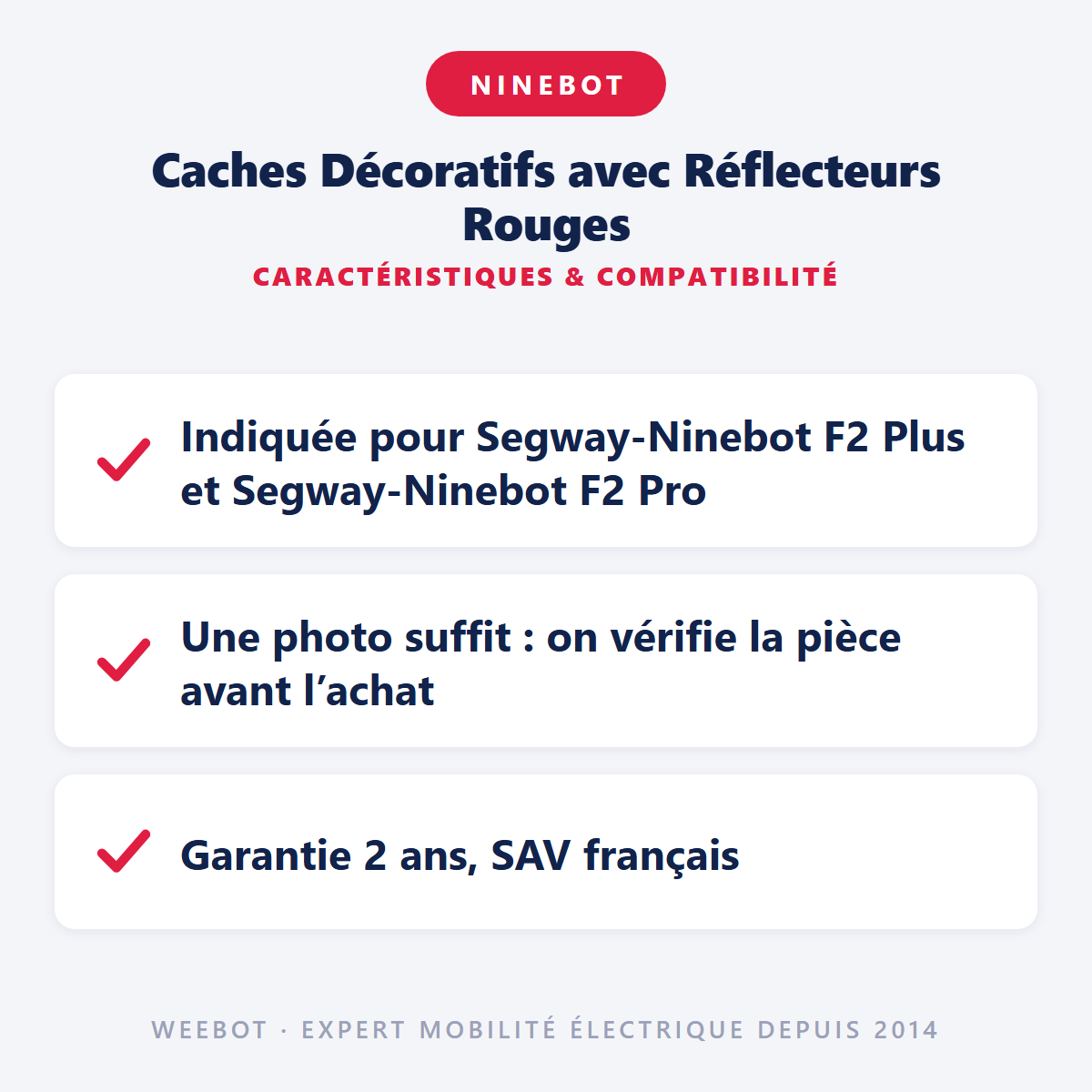 Caches Décoratifs avec Réflecteurs Rouges : caractéristiques et compatibilité