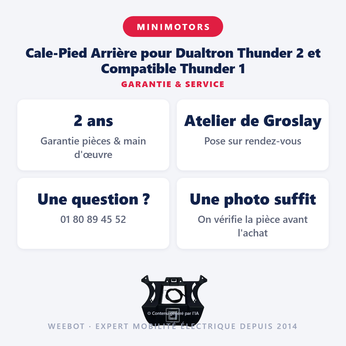 Cale-Pied Arrière pour Dualtron Thunder 2 et Compatible Thunder 1 : garantie 2 ans et service après-vente