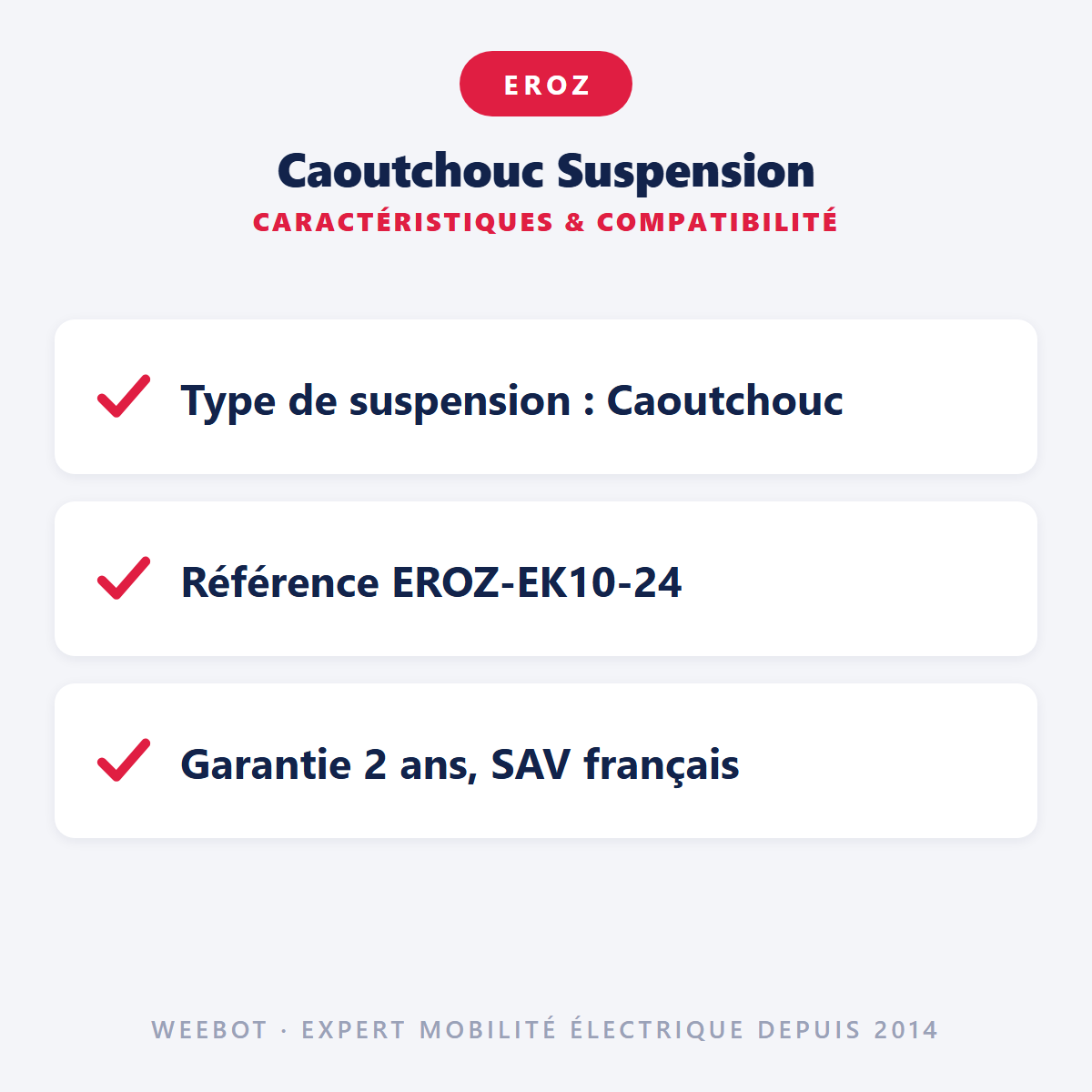 Caoutchouc Suspension pour Trottinette Electrique Eroz EK10 - Weebot