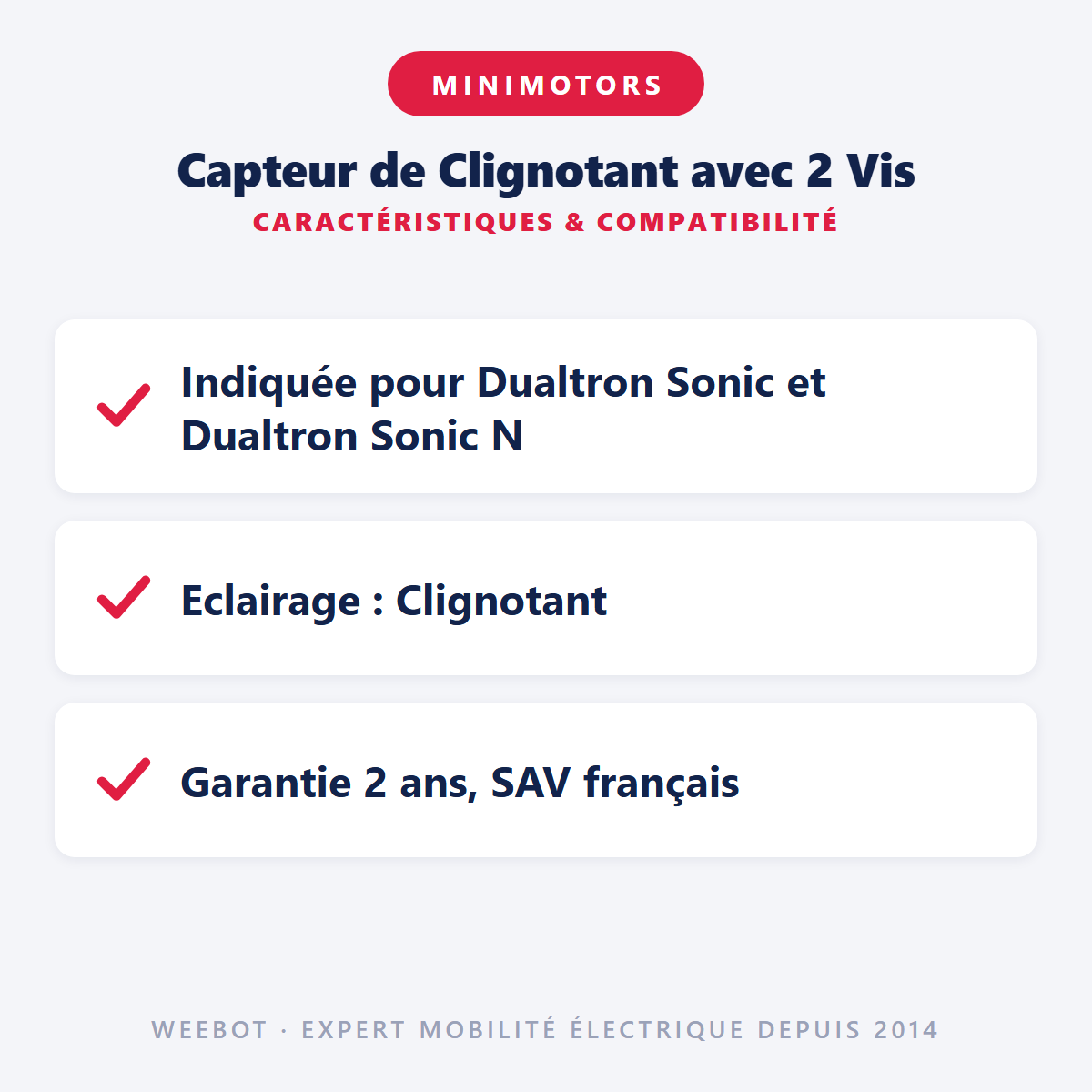 Capteur de Clignotant avec 2 Vis : caractéristiques et compatibilité