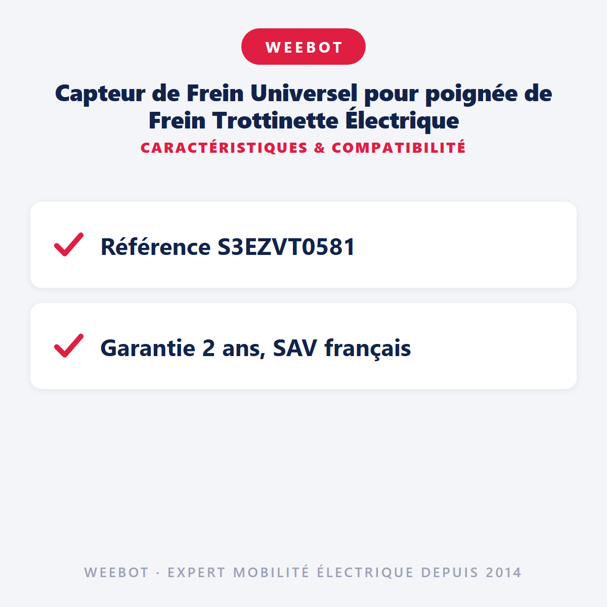 Capteur de Frein Universel pour poignée de Frein Trottinette Électrique : caractéristiques et compatibilité