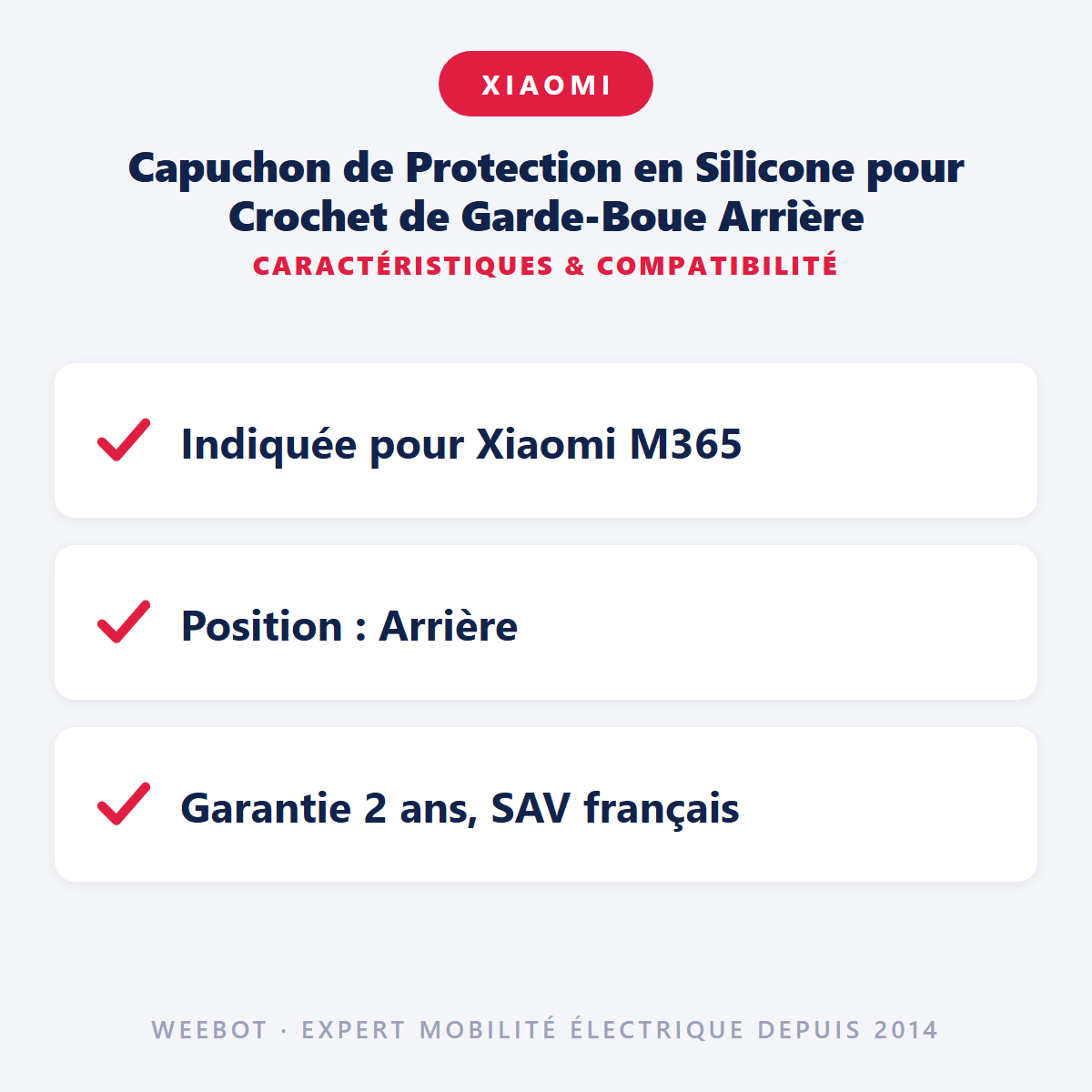 Capuchon de Protection en Silicone pour Crochet de Garde-Boue Arrière : caractéristiques et compatibilité