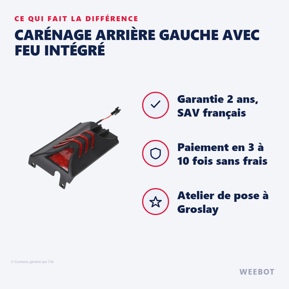 Carénage Arrière Gauche avec Feu Intégré : les points forts