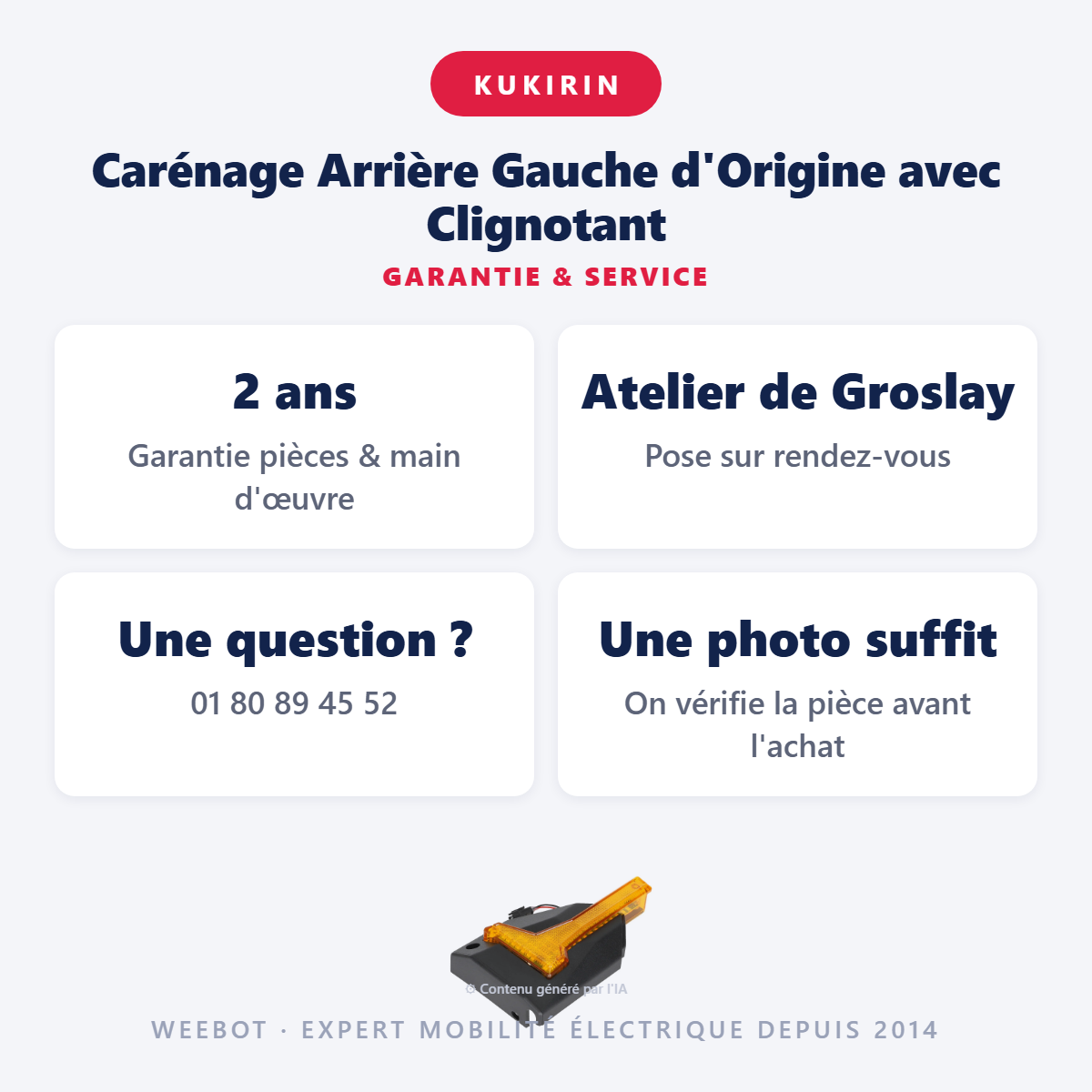 Carénage Arrière Gauche d'Origine avec Clignotant : garantie 2 ans et service après-vente