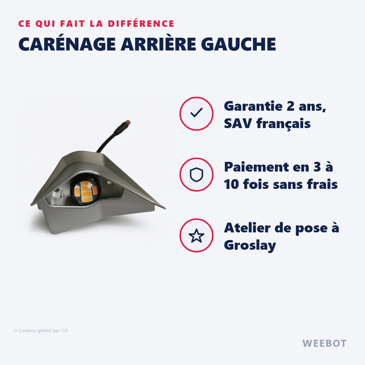 Carénage Arrière Gauche pour Trottinette Electrique Dualtron Togo Avec LED - Weebot