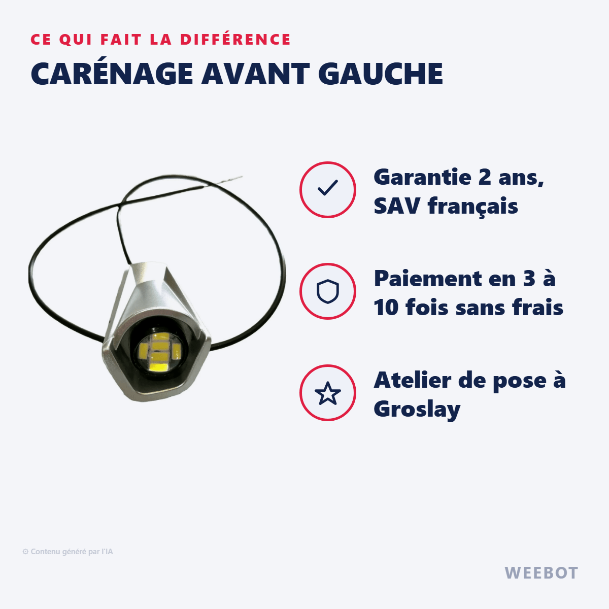Carénage Avant Gauche pour Trottinette Electrique Dualtron Togo Avec LED - Weebot