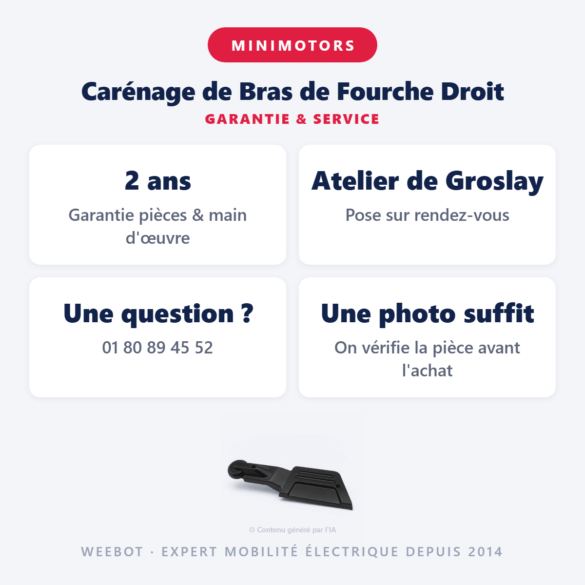 Carénage de Bras de Fourche Droit pour Trottinette Electrique Dualtron Popular - Weebot