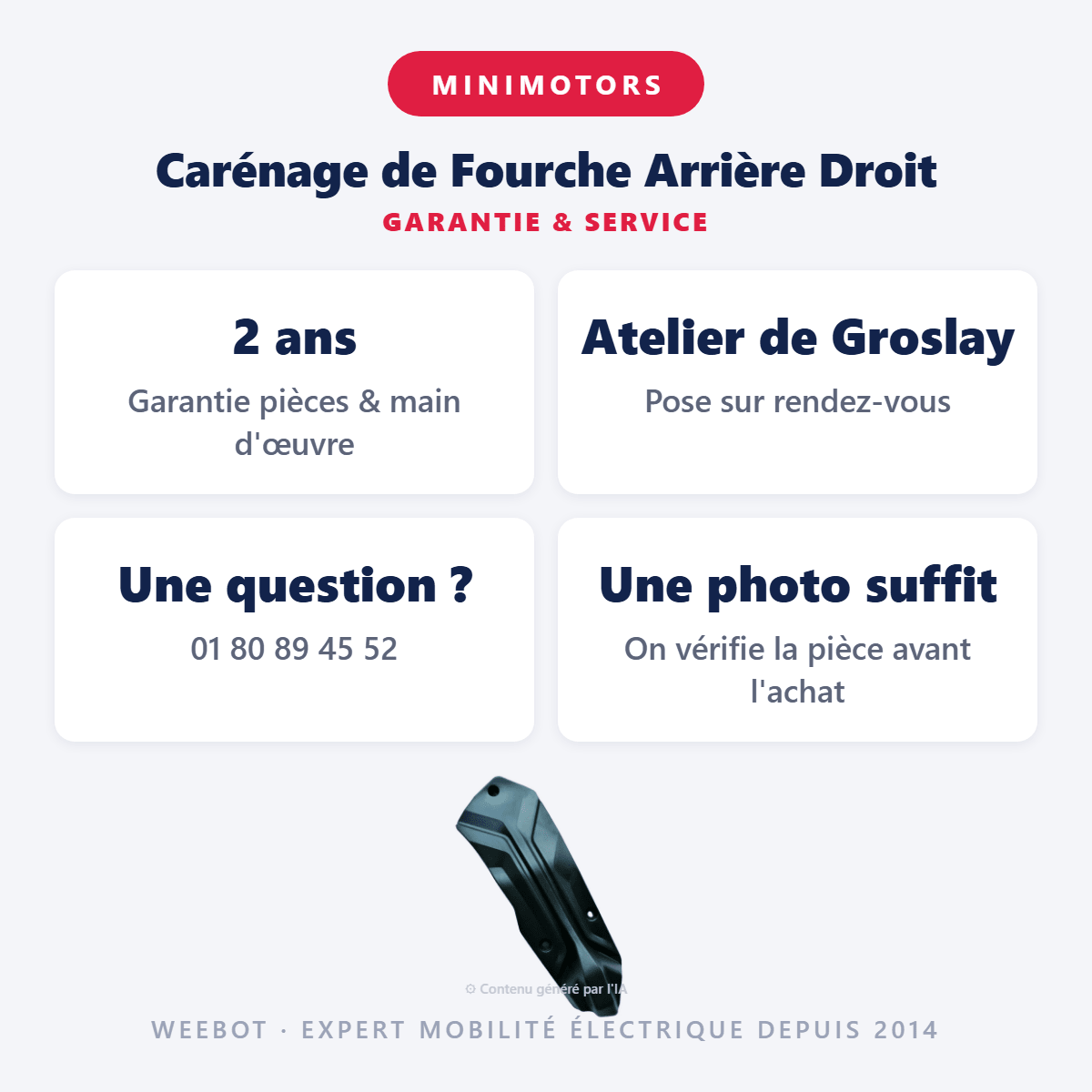 Carénage de Fourche Arrière Droit pour Trottinette Électrique Dualtron Togo Limited - Weebot
