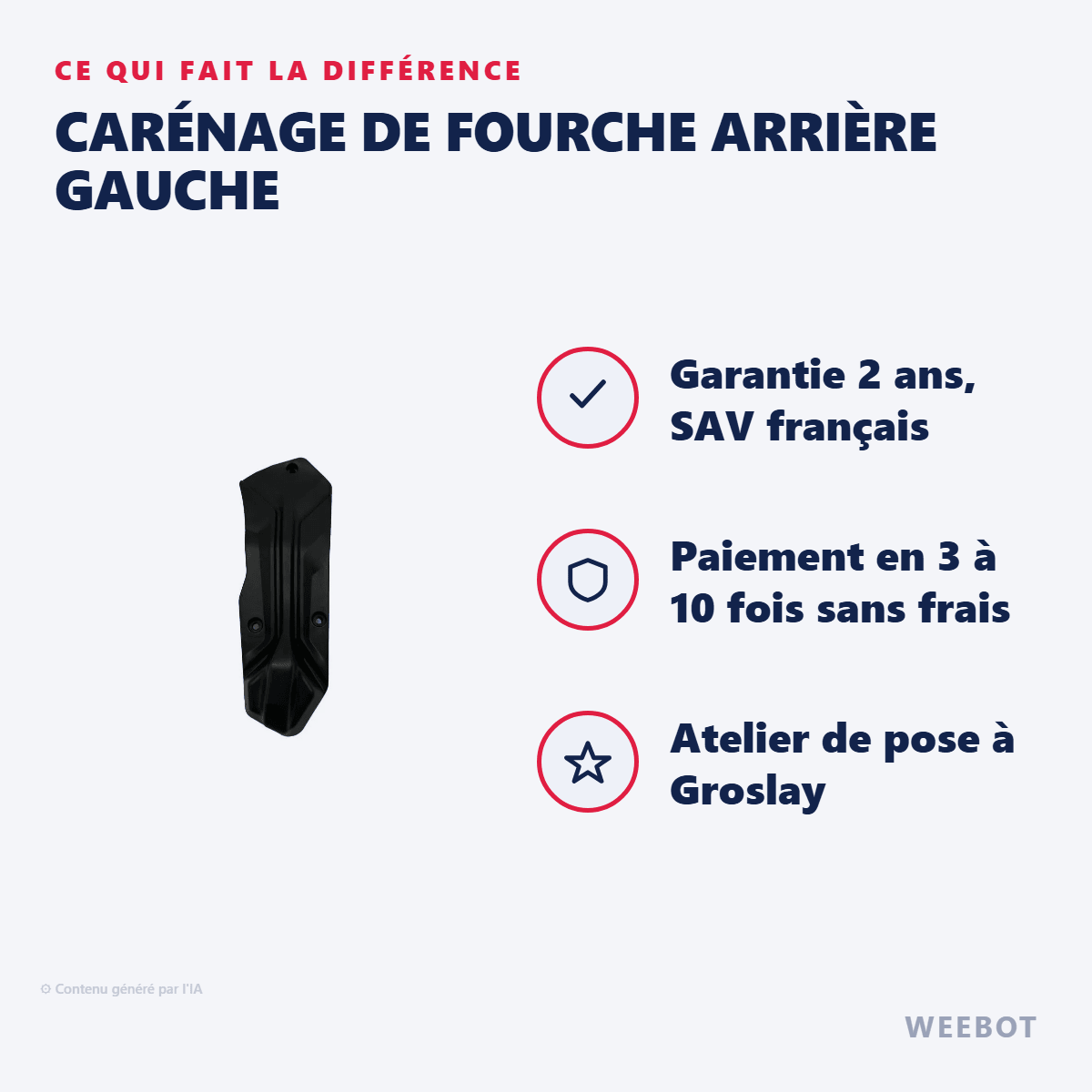 Carénage de Fourche Arrière Gauche pour Trottinette Électrique Dualtron Togo - Weebot
