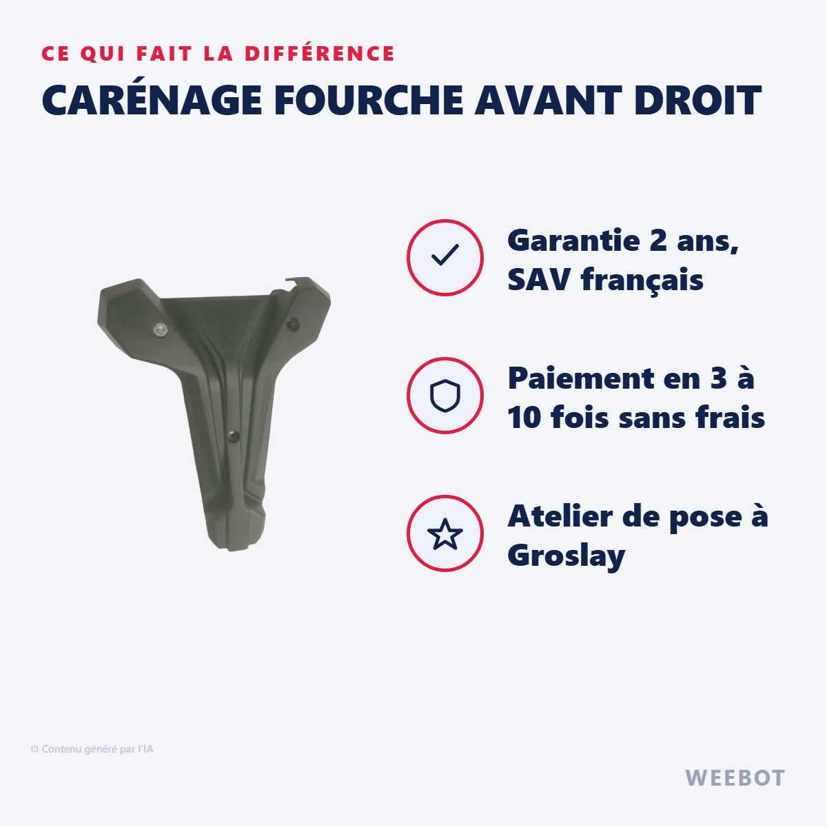 Carénage Fourche avant droit pour Trottinette Électrique Dualtron Togo Limited - Weebot