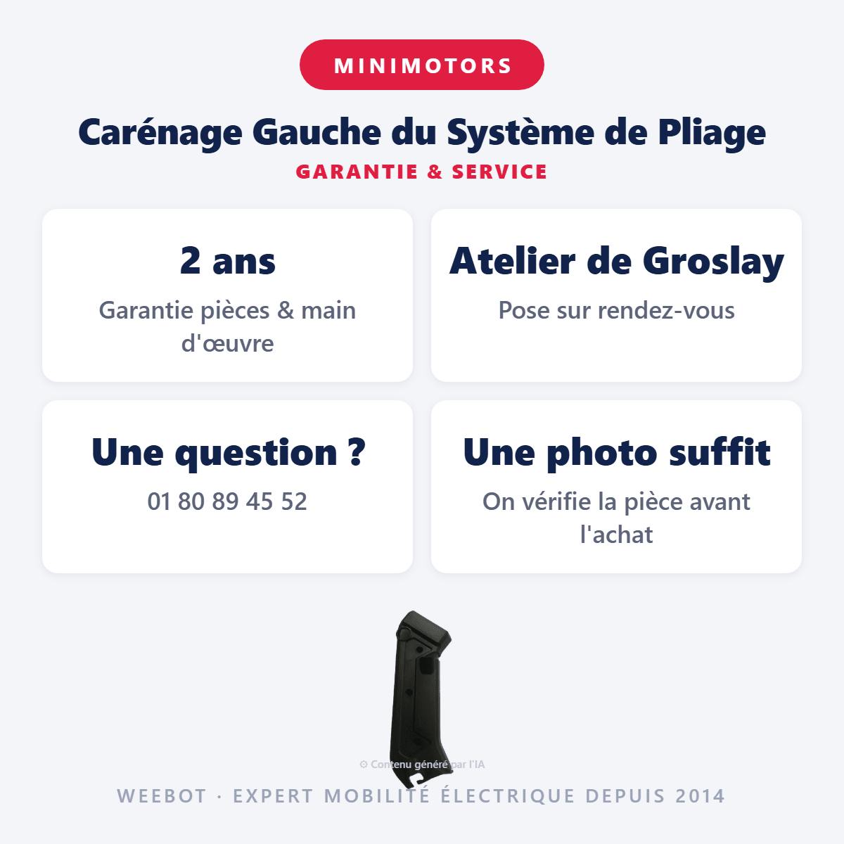 Carénage Gauche du Système de Pliage pour Trottinette Électrique Dualtron Togo - Weebot