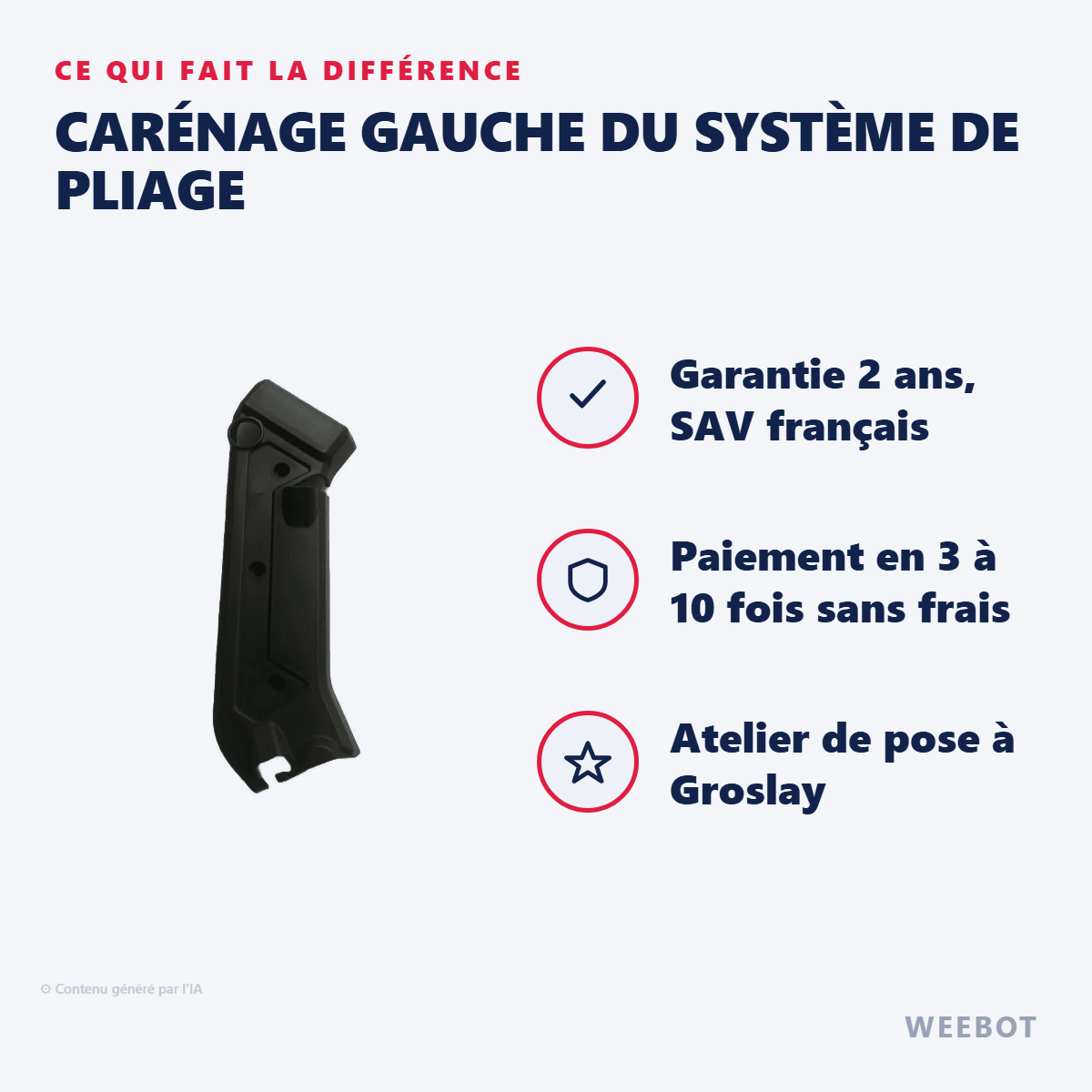 Carénage Gauche du Système de Pliage pour Trottinette Électrique Dualtron Togo - Weebot