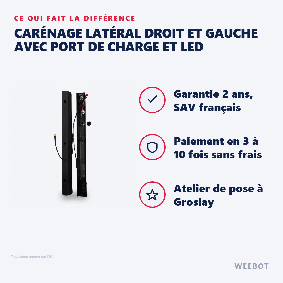 Carénage Latéral Droit et Gauche avec port de charge et Led : les points forts