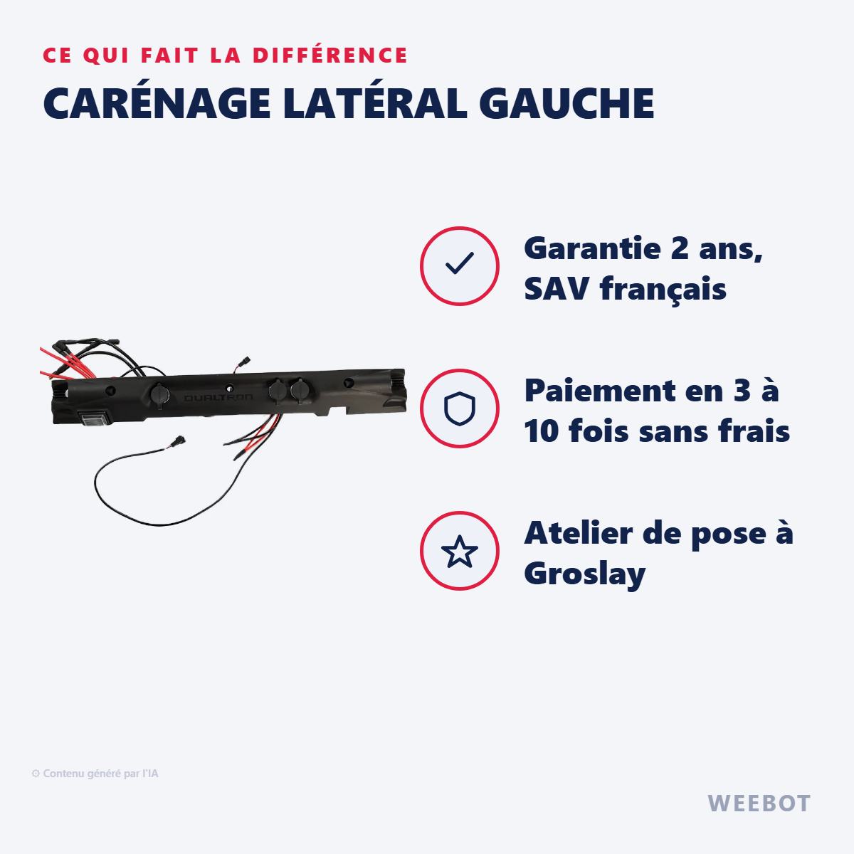 Carénage Latéral Gauche : les points forts