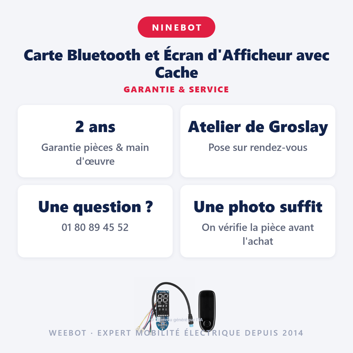 Carte Bluetooth et Écran d'Afficheur avec Cache : garantie 2 ans et service après-vente