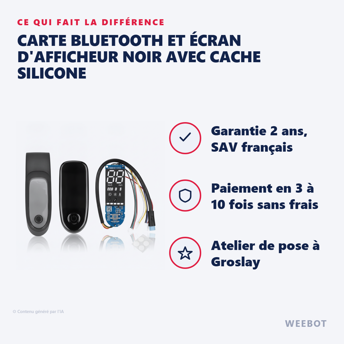 Carte Bluetooth et Écran d'Afficheur Noir avec Cache Silicone : les points forts