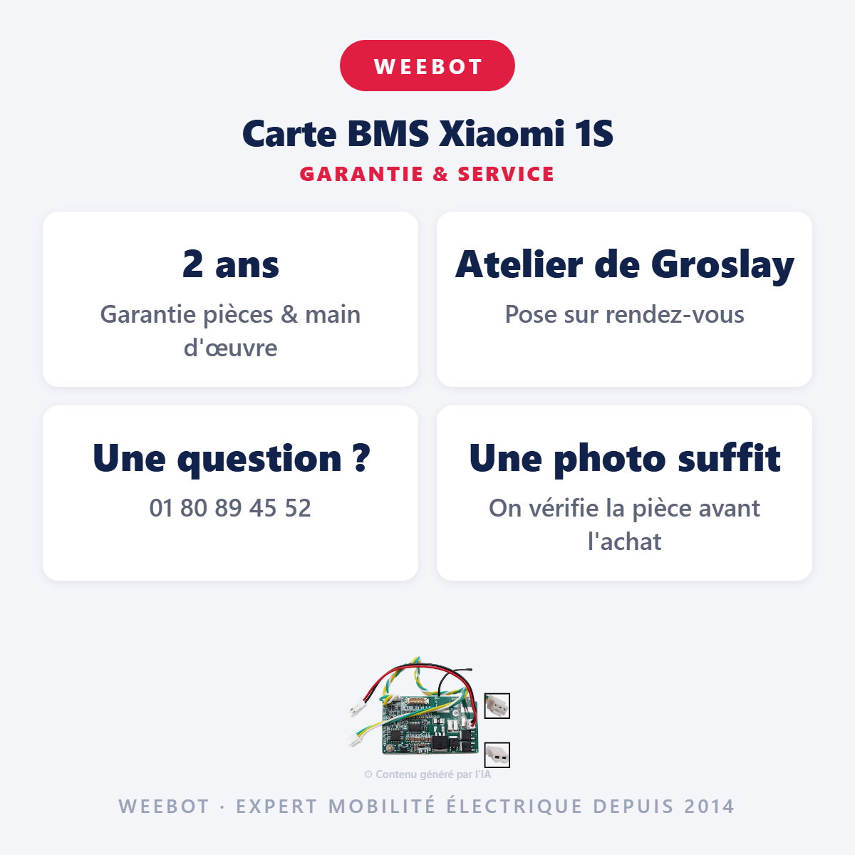 Carte BMS Xiaomi 1S : garantie 2 ans et service après-vente