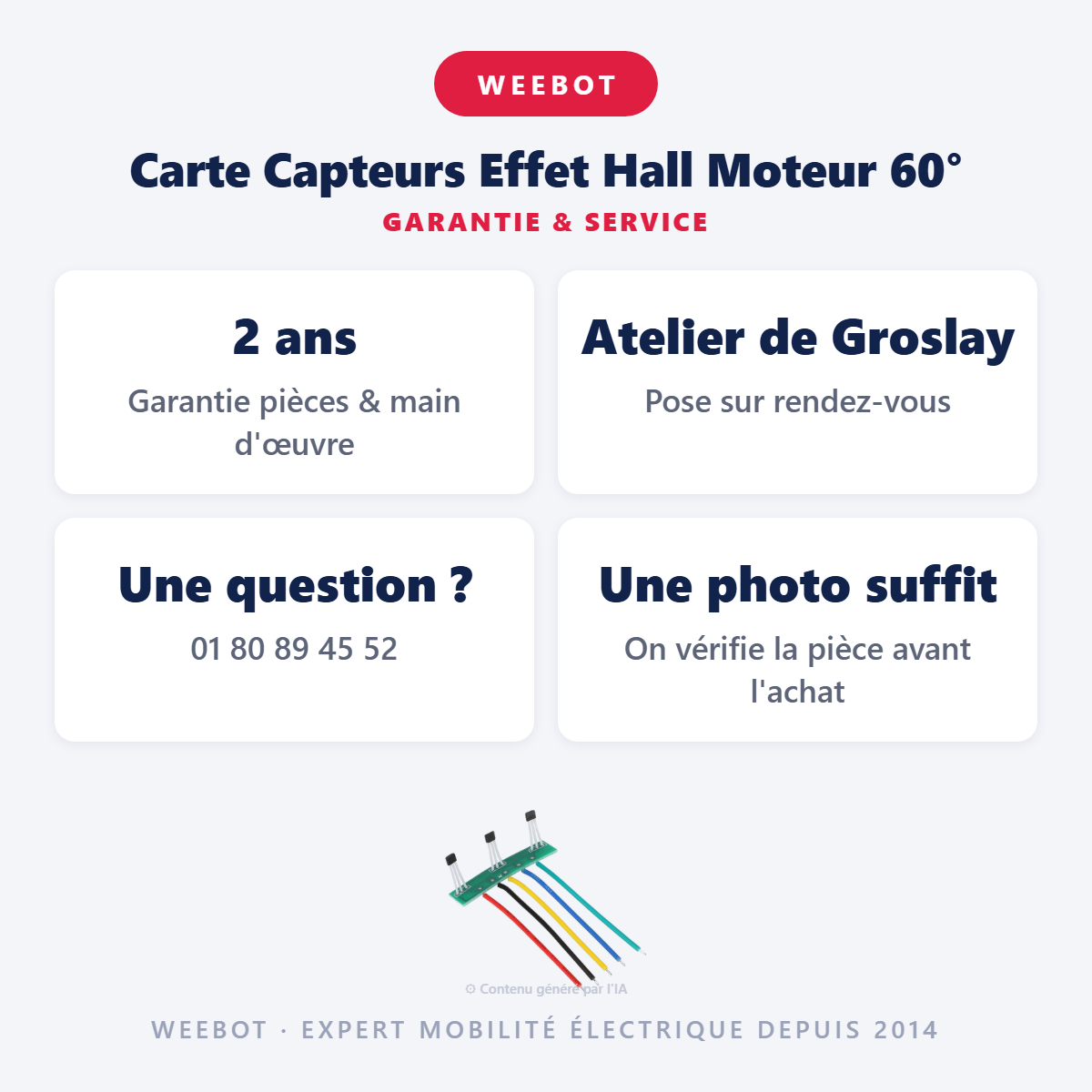 Carte Capteurs Effet Hall Moteur 60° : garantie 2 ans et service après-vente