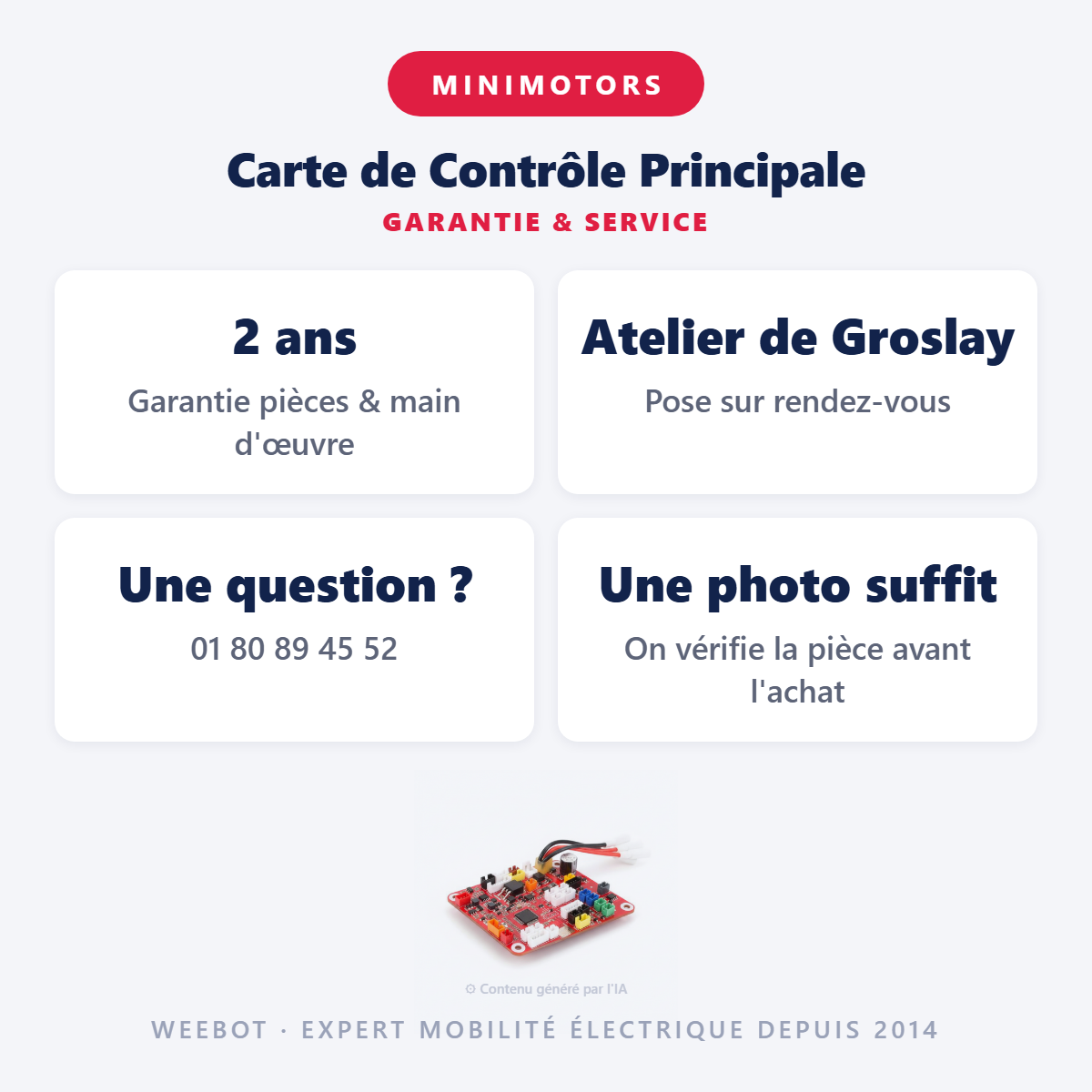 Carte de Contrôle Principale : garantie 2 ans et service après-vente
