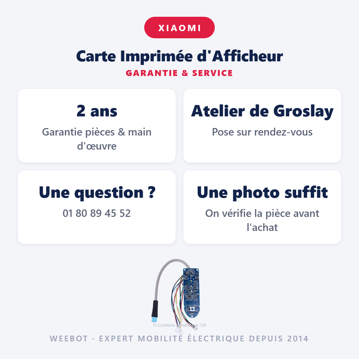 Carte Imprimée d'Afficheur : garantie 2 ans et service après-vente