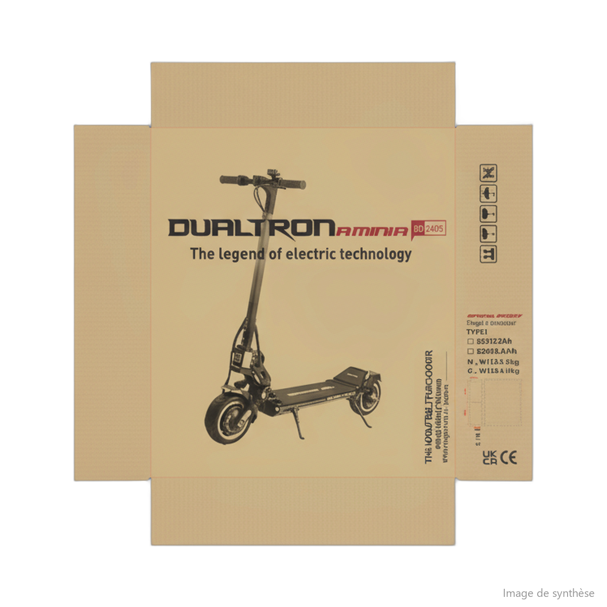 Patron à plat du carton d'emballage extérieur de la trottinette Dualtron Aminia