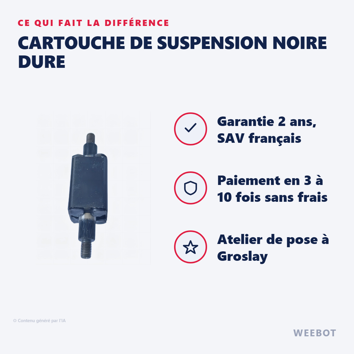 Cartouche de Suspension Noire Dure : les points forts