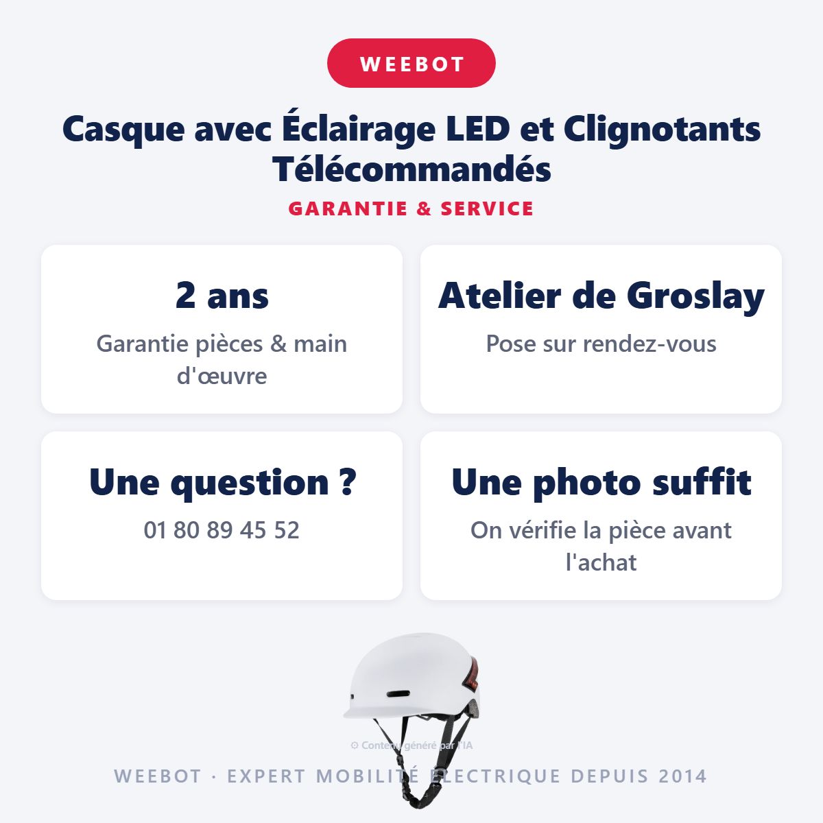 Casque avec Éclairage LED et Clignotants Télécommandés : garantie 2 ans et service après-vente