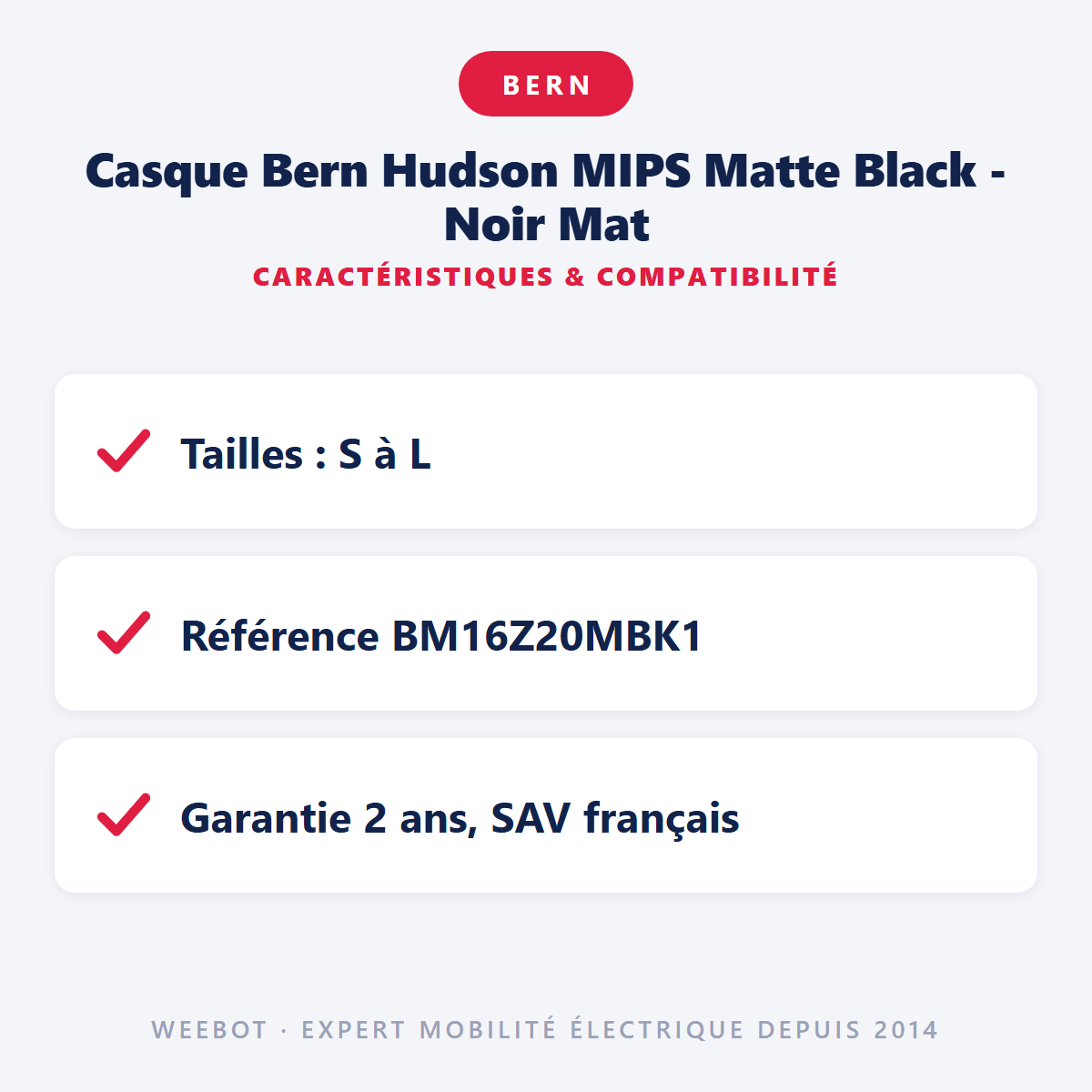 Casque Bern Hudson MIPS Matte Black - Noir Mat : caractéristiques et compatibilité