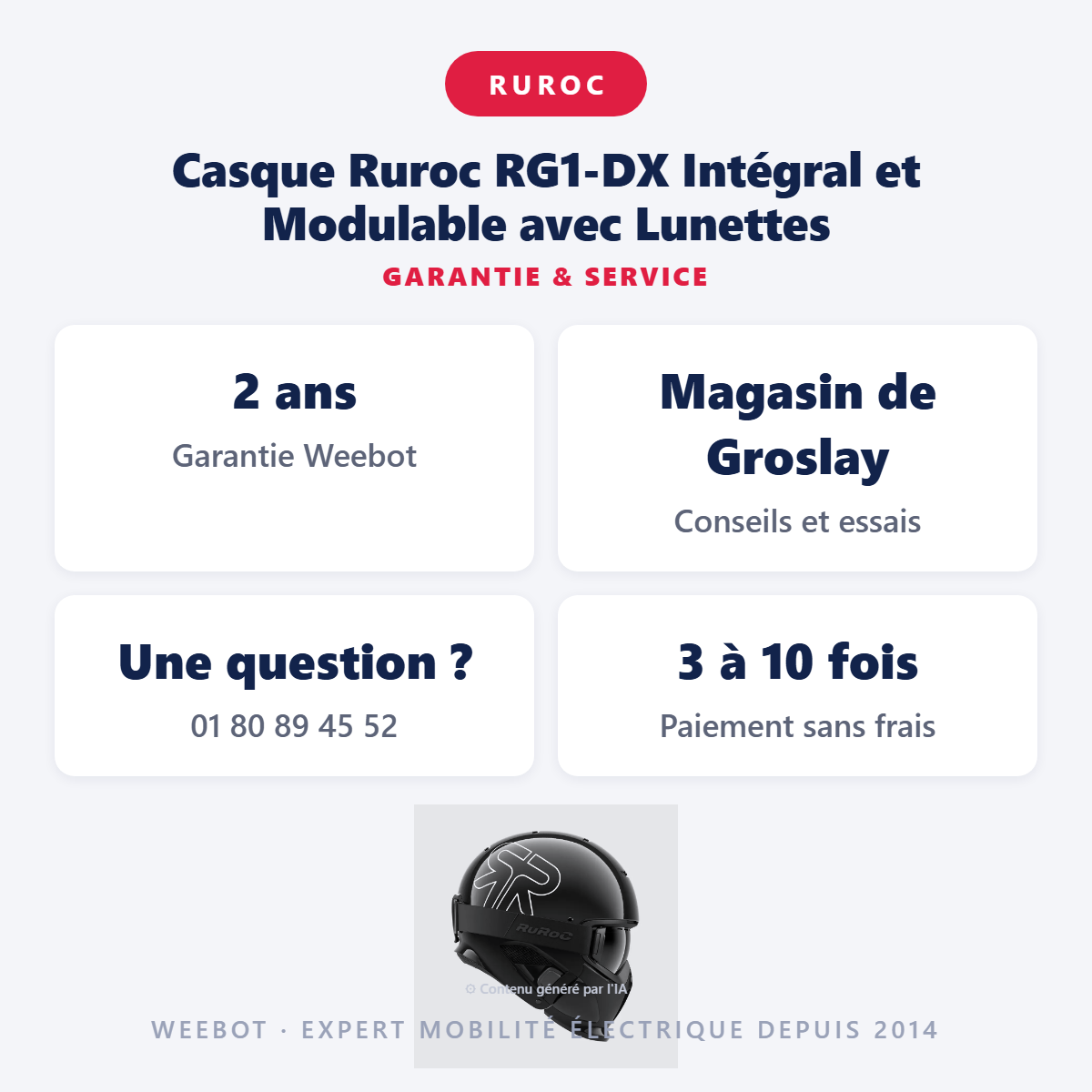 Casque Ruroc RG1-DX Intégral et Modulable avec Lunettes : garantie 2 ans et service après-vente