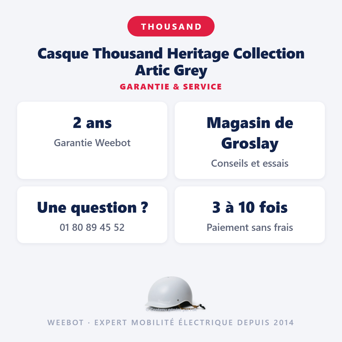 Casque Thousand Heritage Collection Artic Grey : garantie 2 ans et service après-vente