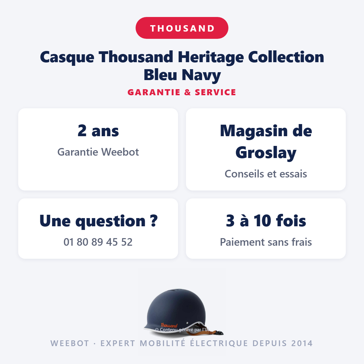 Casque Thousand Heritage Collection Bleu Navy : garantie 2 ans et service après-vente